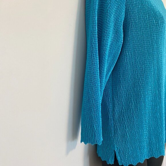 Lana Lee Blue 3/4‎ Sleeve Stretchy Fitted Blouse Top Size Large - Picture 2 of 4